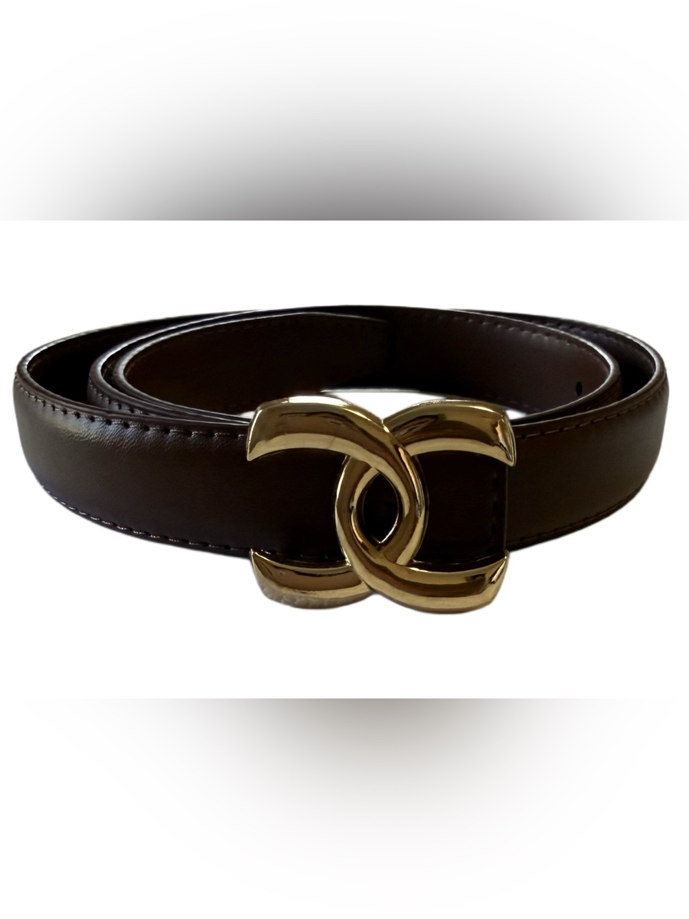 Women's Elegant Brown Belt in Gold-tone